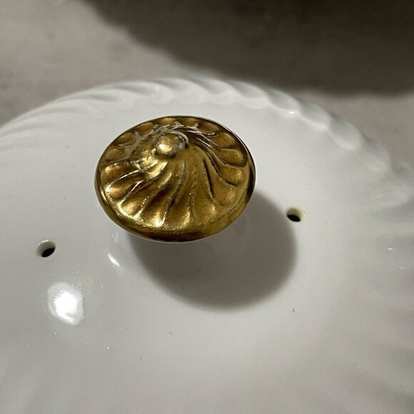 Minton Early 20th C. White Porcelain Domed Covered Cheese Butter Dish Gold Knob - Picture 5 of 7